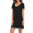 thumbnail image 4 of Womens Nightgown Sleepwear Pajamas - Women Short Sleeve Round Neck Sleep Dress Nightshirt,Black,M, 4 of 5
