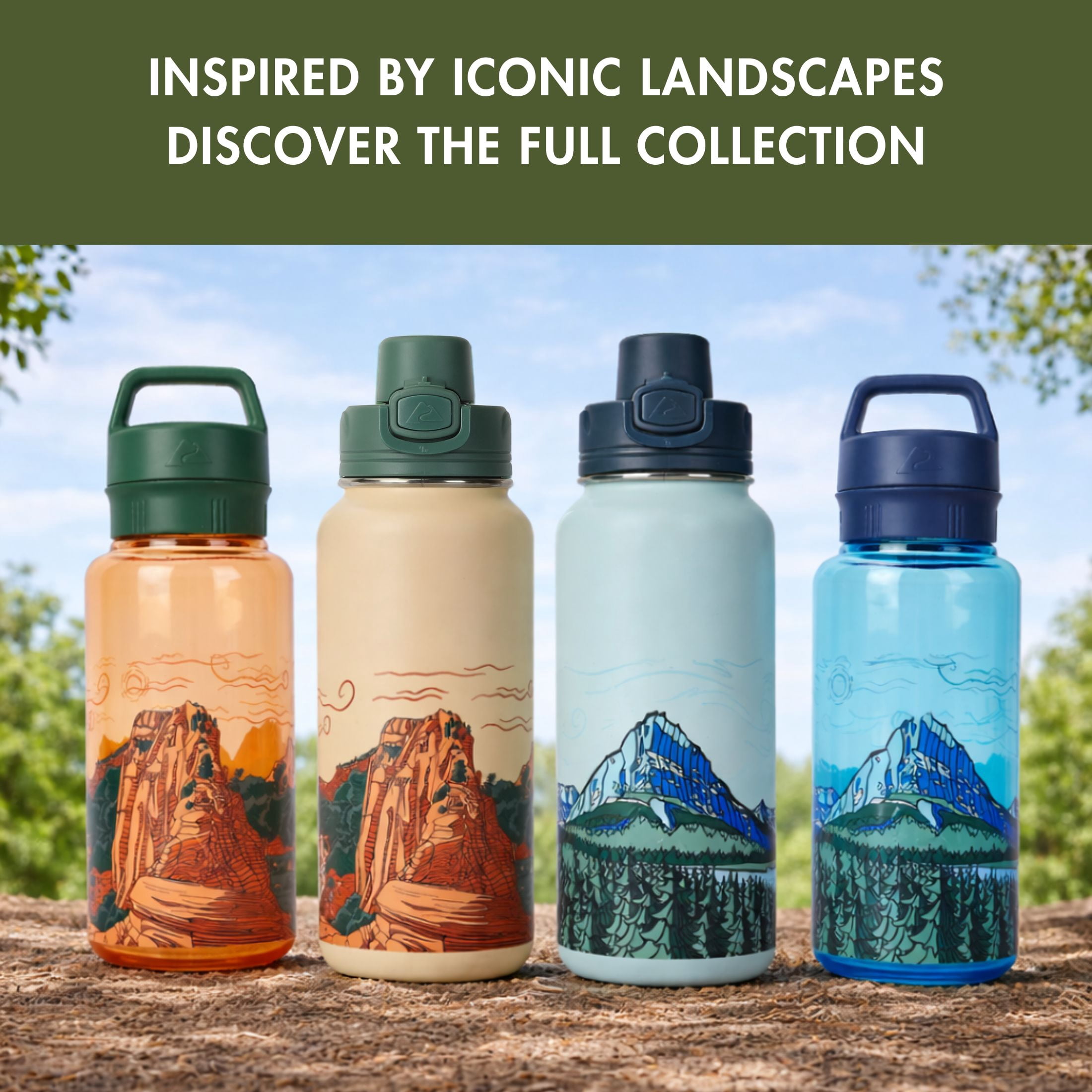 Ozark Trail 32 oz Tritan Plastic Chug Water Bottle, Alpine Summit