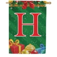thumbnail image 1 of America Forever Monogram Christmas House Flag Letter H 28 x 40 inch Double Sided Merry Christmas Gifts Presents Ornament Ball Winter Farmhouse Red & Green Holiday Yard Outdoor Decoration, 1 of 1