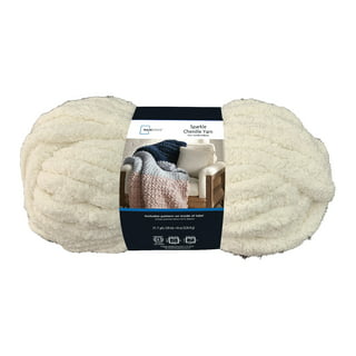 Mainstays Chunky Chenille Yarn, 31.7 yd, Ivory, 100% Polyester, Super  Bulky, Pack of 4 