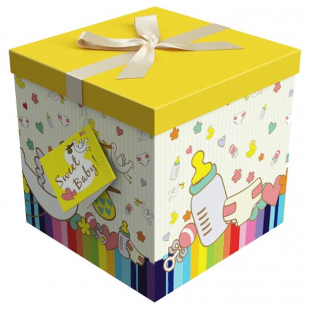 Gift Box 12x12x12 Petite Bebe Collection Easy to Assemble & Reusable