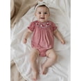 thumbnail image 5 of BemeyourBBs Baby Girls Romper Short Sleeve Plaid Embroidery Animal Summer Bodysuit, 5 of 9