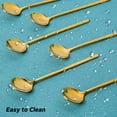 thumbnail image 6 of Pack of 8, Gold Plated Stainless Steel Espresso Spoons, Mini Teaspoons Set for Coffee Sugar Dessert Cake Ice Cream Soup Antipasto Cappuccino, 5.2 Inch, 6 of 7
