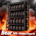 thumbnail image 5 of 88"H Garage Shelving Heavy Duty, 3000lb Capacity Metal Shelving Unit, 5-Tier Adjustable Shelving, Double-Layer Columns, Reinforced Ribs, 48"W*24"D Industrial Shelves for Garage, Basement, Black, 5 of 9