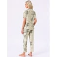 thumbnail image 4 of DARING DIVA Tencel Floral Short Sleeve Notched Collar Pants Set XL Beige, 4 of 7