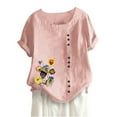 thumbnail image 1 of Camisetas de Manga Corta para Mujeres, Camiseta de Manga Corta Impresa Casual Hecha de 95% Poliéster 5% Spandex para Todas las Estaciones, Camisetas de Manga Corta para Mujeres, 1 of 6