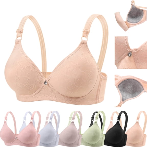 Soft Wireless Front Button Bra for Women Full Coverage Supportive Comfort Underwear with Adjustable Straps