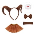 thumbnail image 2 of KLKCMS Serre-Tête Cornes Antilopes Nœud Papillon pour Fêtes Performance Anniversaire Marron, 2 of 9
