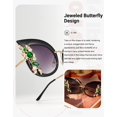 thumbnail image 3 of Gafas de sol Slocyclub UV400 con estampado de mariposas y diamantes de imitación, 3 of 8