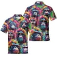 thumbnail image 2 of Polo Bigfoot Neon Hawaiian Shirts For Men Vacation Aloha Mens Polo Shirts Short Sleeve Shirts Print Funny Golf Polo Shirts for Men, 2 of 7