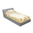 thumbnail image 3 of Ambesonne Vintage Fitted Sheet & Pillow Sham Set, Golden Floral Ornament, Full, Cream Yellow, 3 of 3