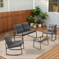 thumbnail image 2 of Patio Furniture Set on Sale, Asofer 4-PCS Outdoor Rocking Bistro Set with Loveseat, for Backyard, Poolside, Porch, Grey, 2 of 9