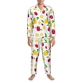 thumbnail image 3 of Disketp Strawberry and Lemon Mens Pajama Set, Soft Warm Long Sleeve Sleepwear, Cozy Button-Down Pjs for Men-X-Large, 3 of 7