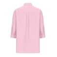 thumbnail image 5 of Nxznwn Women's Button Down Shirts 3/4 Sleeve Band Collar Business Casual Work Shirt Tops Dressy Casual Blouse with Pocket, 5 of 6