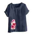 thumbnail image 2 of Camisetas de Manga Corta para las Mujeres Impreso Botón de Manga Corta Camiseta Blusa Poliéster, Ropa Casual Mirar Superior para las Mujeres, 2 of 4