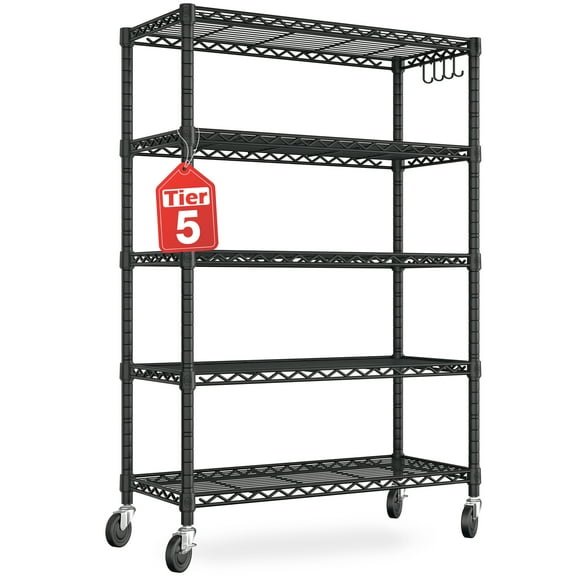 TrumanPick 5-Tier Wire Shelving Unit Adjustable Metal Storage Shelves for Kitchen Laundry Bathroom, Heavy Duty Garage Shelving, 36"W x 16"D x 76"H, Black