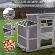 Aivituvin Mobile Chicken Coop with Run, Large Wooden Hen House Poultry Cage with Wheels, Weatherproof Roof, Sectionable Nesting Box, Pull-Out Tray for 3-5 Chickens, 74.9 L x 26 W x 39.4 H