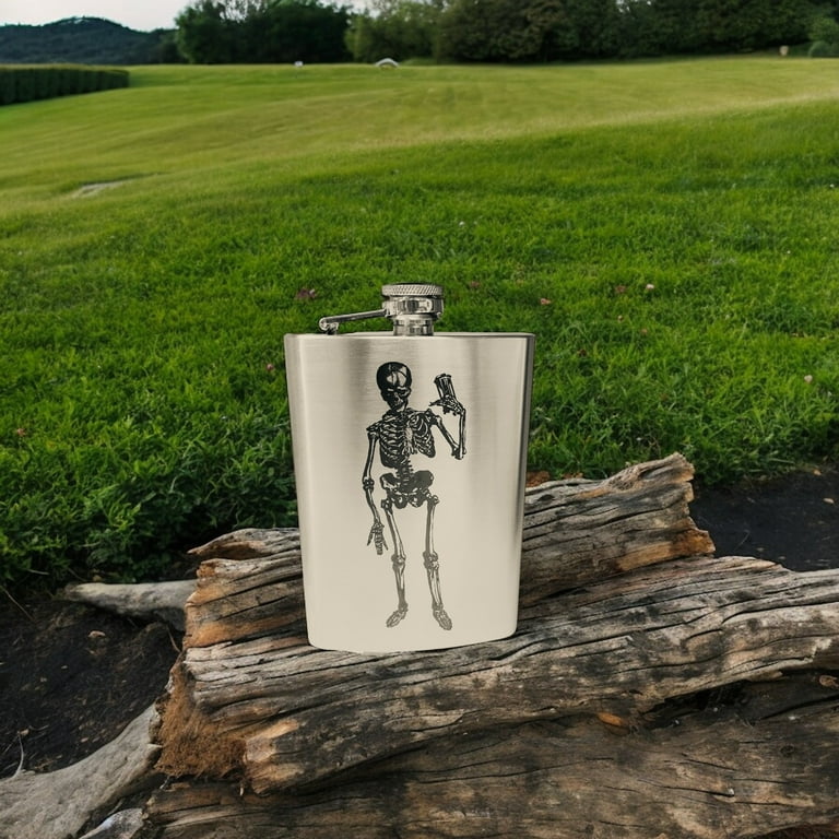 8oz Skeleton time is running out Stainless Steel Flask 8oz Skeleton time is running out Stainless Steel Flask