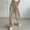 thumbnail image 2 of Admvng Women's Striped Pants Drawstring Waist Wide Leg Summer Lightweight Textured Trousers with Pockets, 2 of 7