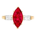 thumbnail image 4 of 2 ct Marquise Cut Simulated Ruby 3 Stone 18K Yellow Gold Womens Engagement Ring, 4 of 5