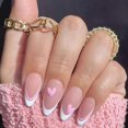 thumbnail image 2 of Uñas postizas de corazón de amor blanco y negro, uñas geométricas con forma de gota de agua, pegamento falso, uñas de gelatina en falso, 24 unids/caja, almendra francesa N J8N7, 2 of 5