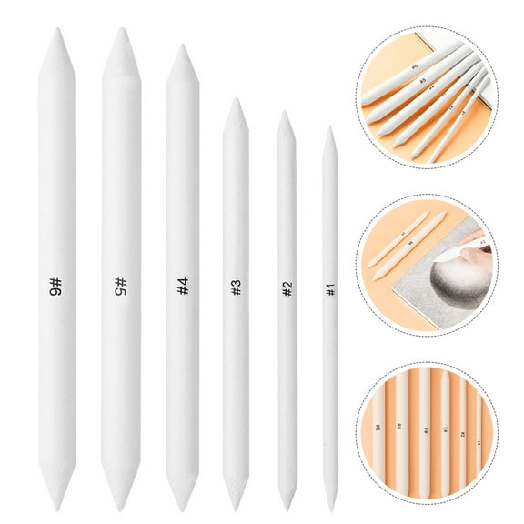 Hemoton 6-Piece Erasable Sketching Pencil Set for Artists with Portable Drawing Tools and White Blending Stumps