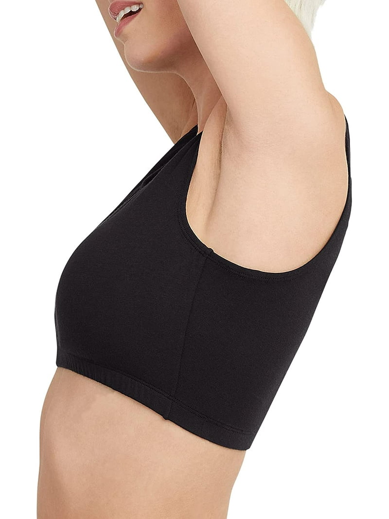 Hanes 3-Pack Bralette, Women's Cotton Pullover Lounge, Light Low