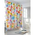 thumbnail image 3 of Shower Curtain Blue Yellow Floral Shower Curtains for Bathroom, Waterproof Polyester Shower Curtain Set with Hooks, Extra Long 72" x 96" Wildflowers Leaves Plant, 3 of 6