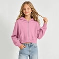 thumbnail image 2 of felwors Girls Cropped Zip Up Hoodie Long Sleeve Sweatshirts for Teen Girls Fashion Fall Fashion Casual Jackets with Pockets (Pink,11-12 Years), 2 of 5