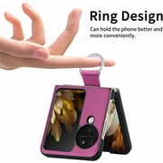 for Oppo Find N3 Flip Case with Ring, Slim PU Leather Protective Cover Phone Case Oppo Find N3 Flip ZH Black