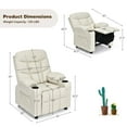 thumbnail image 3 of Costway Kids Youth Recliner Chair PU Leather w/Cup Holders & Side Pockets Beige, 3 of 10