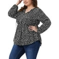 thumbnail image 4 of Agnes Orinda Women's Plus Size Babydoll Top Polka Dots Tie Keyhole Neck Long Sleeve Flowy Casual Peplum Blouse 1X Black, 4 of 6