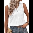 thumbnail image 1 of Camiseta Sin Mangas para Mujer, Conjuntos de Verano, Camisetas con Cuello en V, Camisetas Modernas con Ojales, Ropa Básica Sin Mangas para Vacaciones en la Playa 5XL, 1 of 7