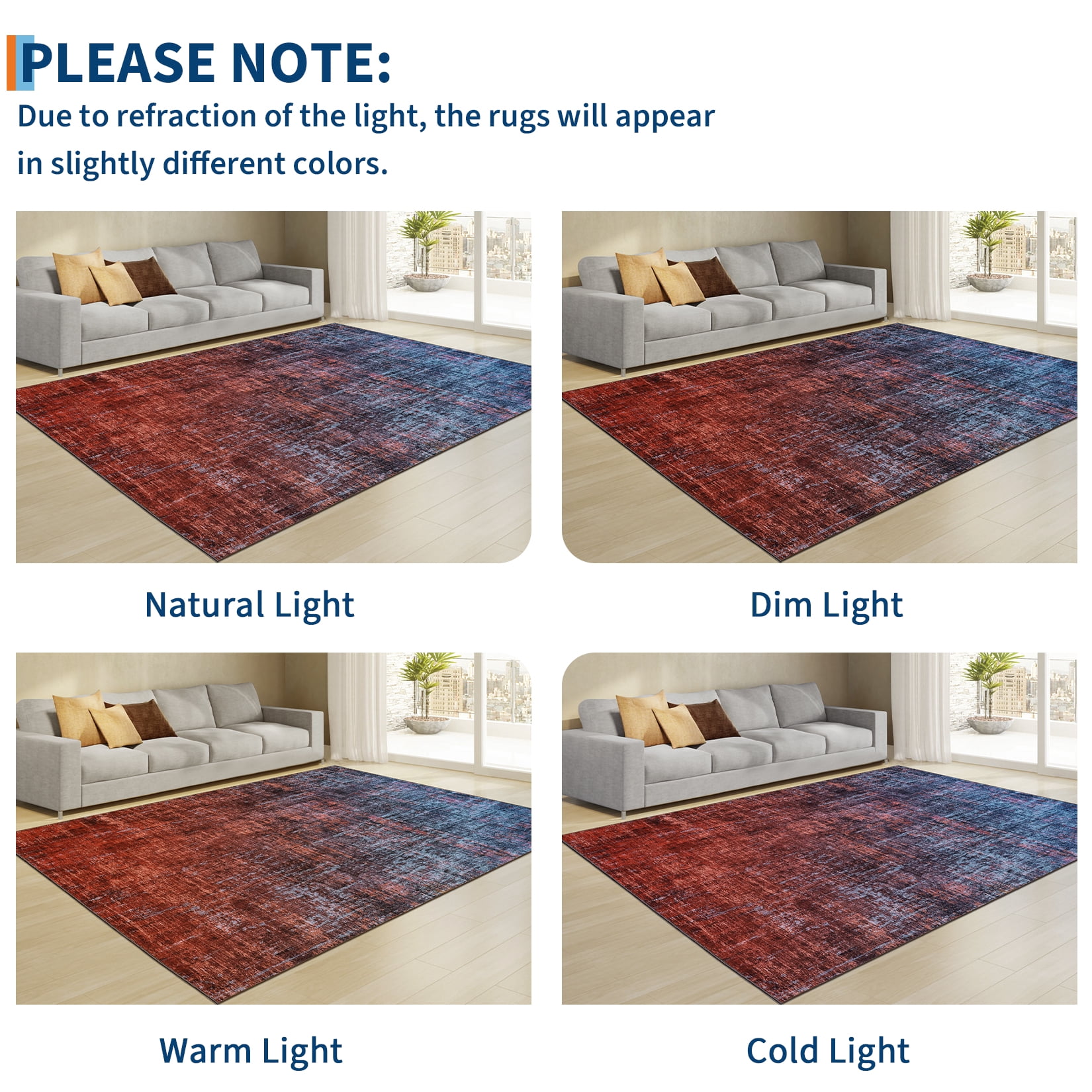 GlowSol 5'x7' Modern Abstract Area Rug Non Slip Low Pile Soft Accent Rugs Washable Rug for Home Office Dorm, Red Blue