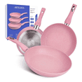 thumbnail image 1 of Juego De 3 Sartenes Antiadherentes De Mármol,sarten Cocina Xtellar Rosa, 1 of 3