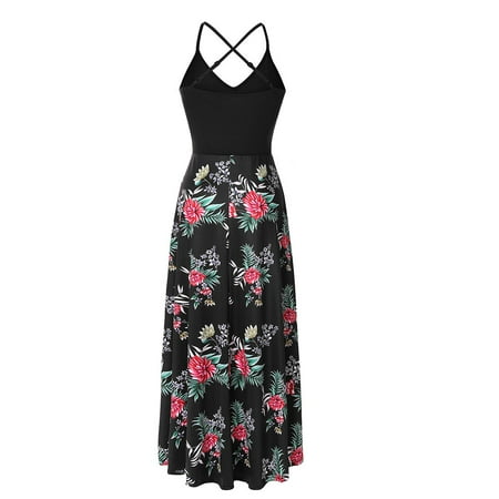 

cllios Women s Fashion Casual Sexy Sleeveless Backless Printed Halter Mid Calf Dresses for women 2023