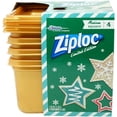 thumbnail image 5 of Holiday Storage Containers, Ziploc Square Plastic Containers with Lids, Medium, 2 Packs (4 Count Each Pack), Limited Edition Gold Color, 5 of 5