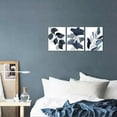 thumbnail image 5 of Living Room Decor Wall Art - Modern Simple Plants Leaf Painting Navy Blue and Gray Boho Leaves Set of 3 Abstract Artwork Picture for Bedroom Walls Decoration 12x16, 5 of 7
