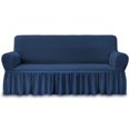 thumbnail image 1 of NIcEEc Funda de sofá Azul Funda de sofá 1 Pieza Funda de sofá fácil de Instalar Protector de Muebles Duradero Universal de Alta Estiramiento con Falda Estilo Campestre (3 plazas Azul Marino), 1 of 5