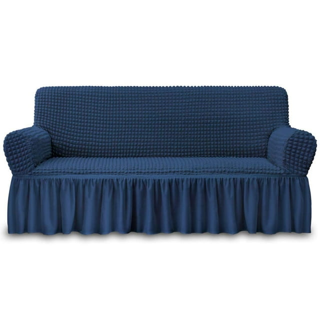 NIcEEc Funda de sofá Azul Funda de sofá 1 Pieza Funda de sofá fácil de Instalar Protector de Muebles Duradero Universal de Alta Estiramiento con Falda Estilo Campestre (3 plazas Azul Marino)