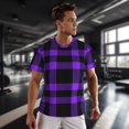thumbnail image 3 of Wukai Purple Buffalo Plaid Print Men's Short-Sleeved Mesh T-Shirt,Quick-Dry Short Sleeve Workout T-Shirt-X-Small, 3 of 8