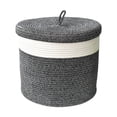 thumbnail image 2 of Cesto de ropa plegable, organizador de ropa, cesta de almacenamiento tejida liviana, cesta redonda de cuerda de algodón para almohada de hotel, manta negro, 2 of 8