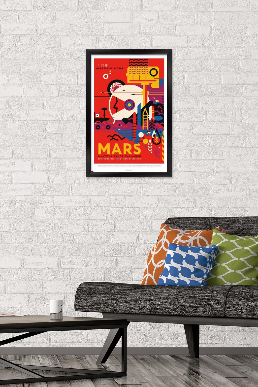 NASA - Mars Travel Poster Wall Poster, 14.725" x 22.375" Framed