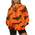 thumbnail image 6 of UPPADA Womens Bat Print Hoodies Casual Oversized Hooded Shirts Trendy Long Sleeve Funny Hoodie with Pockets Oversized Hooded Sweatshirt for Women Orange,XXL, 6 of 7