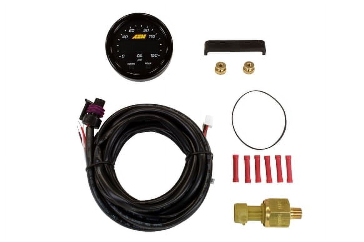 AEM 30-0307 X-Series Oil Pressure Gauge 0-150psi 0-10bar 2-1/16 Black Bezel/Face