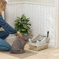 thumbnail image 2 of PawHut Cat Litter Box Stainless Steel, High Sided with Litter Scoop, Grey, 2 of 10