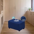 thumbnail image 3 of Dowbom Velvet Ottoman Cover,Form Fit Ottoman Slipcover Rectangle Waterproof Folding Storage Stool Protector Washable Stretch Footrest Covers for Furniture in Living Room-large-Navy blue, 3 of 6