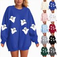 thumbnail image 2 of Godom Halloween Sweatshirts for Women Pumpkin Graphic Crewneck Long Sleeve Pullover Tops Loose Fit Soft Knit Ribbed Casual Fall Winter Outfits, 2 of 7