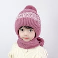 thumbnail image 2 of Women's Bomber Hats Girls Winter Slouchy Knit Warm Hats Wool Cap Scarf Integrated Pullover Cap Cute Parent Child Knitted Hat, Women's Accessories Bomber Hats, 2 of 6