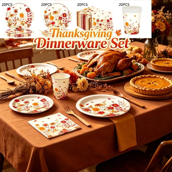 20Pcs Fall Paper Plates 7in Thanksgiving Autumn Maple Leaves Pumpkin Disposable Dessert Plates Party Supplies for Fall Thanksgiving Friendsgiving Harvest Birthday by MPOISVA